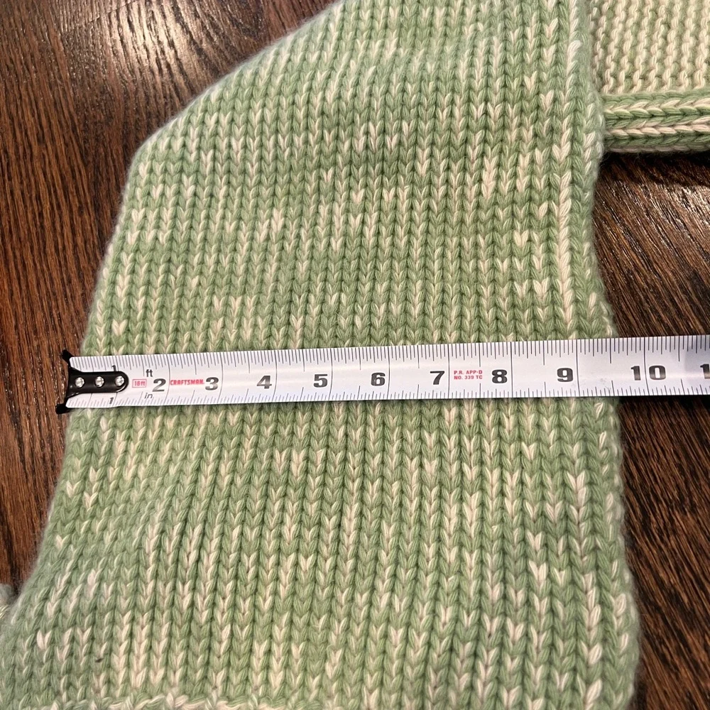 Bloomingdale’s 100% Cashmere Scarf & Glove Set Green Cream Variegated Knit EUC
